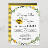 Onze Kleine Hone Bee Eerste Verjaardagsuitnodiging Kaart (Voorkant / Achterkant)