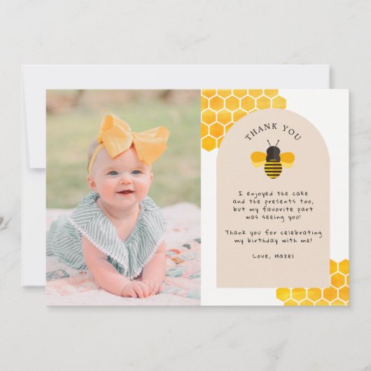 Onze kleine Honey Bee Day foto dankjescards Kaart (Voorkant)