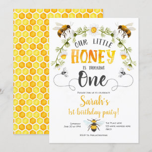 Onze kleine honing, Bee op de eerste verjaardag Kaart