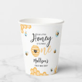 Onze kleine honing | Eerste verjaardag Papieren Bekers (Achterkant)