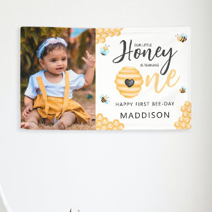 Onze Kleine Honing Eerste Verjaardagsfoto Spandoek