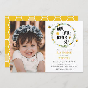 Onze kleine honingbij foto verjaardag uitnodiging