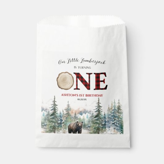 Onze kleine houthakker Beer rood 1e verjaardagsfee Bedankzakje (Voorkant)