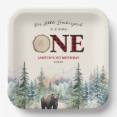 Onze kleine houthakker Beer rood 1e verjaardagsfee Papieren Bordje (Voorkant)