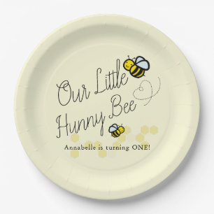 Onze Kleine Hunny Bee Geel Meisje Verjaardag Papieren Bordje