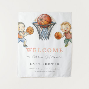 Onze Kleine Kampioen Basketbal Mand Jongens Baby S Wandkleed