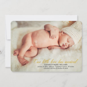 Onze kleine liefde is aangekomen Foto geboorte aan Aankondiging
