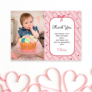 Onze Kleine Liefje Is Eén Foto Verjaardag Bedankkaart