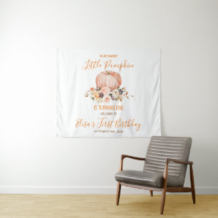Onze kleine lieve pompoen 1e verjaardag welkom wandkleed