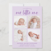 Onze kleine Lila meerfoto geboorte Aankondiging (Voorkant)