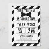Onze kleine Man Bowtie Birthday-uitnodiging Kaart (Voorkant)