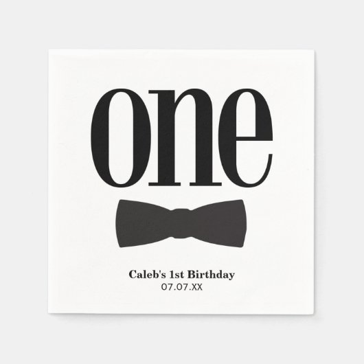 Onze kleine Man eerste 1e Verjaardag Bow stropdas  Servetten (Voorkant)