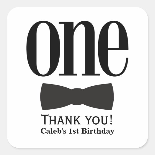 Onze kleine Man eerste 1e Verjaardag Bow stropdas  Vierkante Sticker (Voorkant)