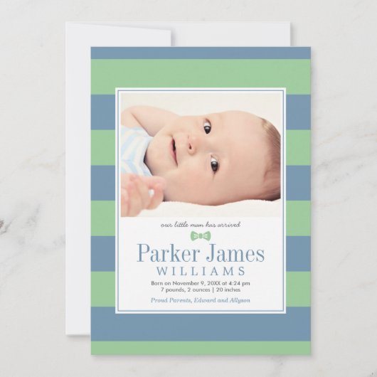 Onze kleine Man groene leisteen knappe baby jongen Aankondiging (Voorkant)