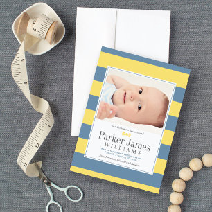 Onze kleine man, mooie babyjongen geboorte aankondiging