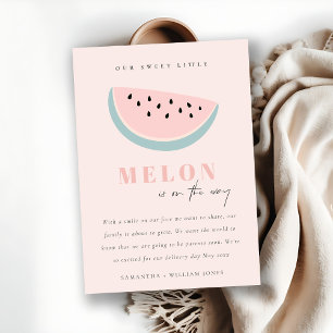 Onze kleine Melon Roze blush Girl aankondiging bev