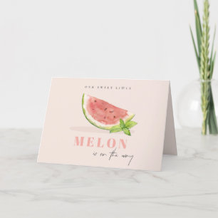 Onze kleine Melon Waterverf blush Baby shower Bedankkaart
