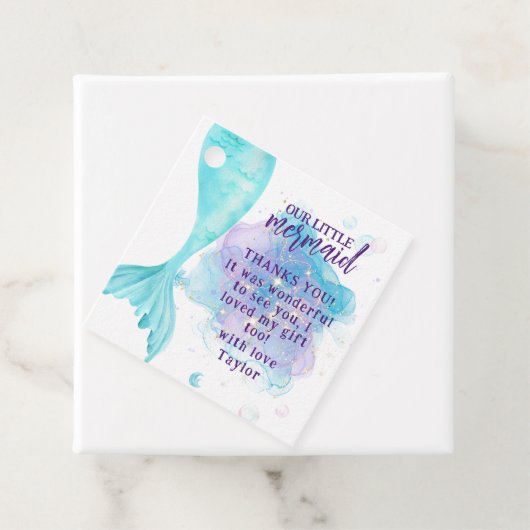 Onze kleine Mermaid Foto Birthday Party Bedankjes Labels (In situ)