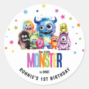 Onze Kleine Monster 1e Verjaardagsfeestje Ronde Sticker