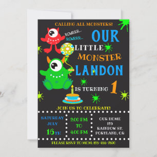 Onze kleine monsterverjaardagsuitnodiging voor jon kaart