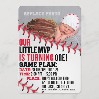 Onze kleine MVP honkbal verjaardag uitnodiging