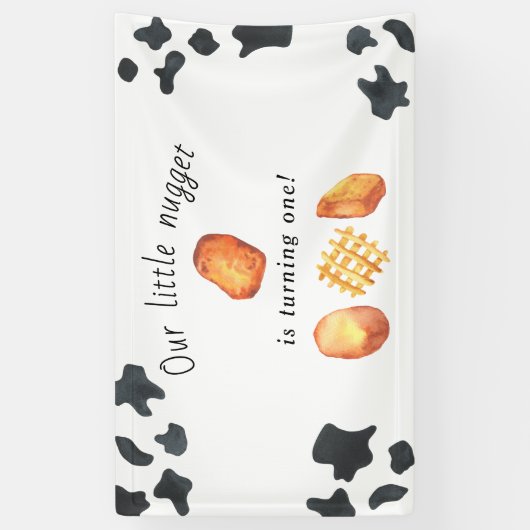 Onze kleine nugget draait één verjaardag voor kind spandoek (Verticaal)