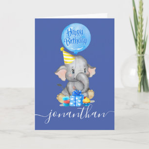 Onze kleine olifant viert zijn eerste verjaardag kaart