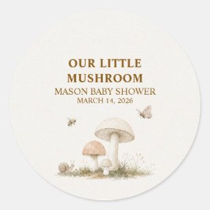 Onze Kleine Paddenstoel Baby Shower Ronde Sticker