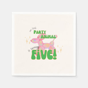 Onze kleine partij ballon dier 5e verjaardag servet