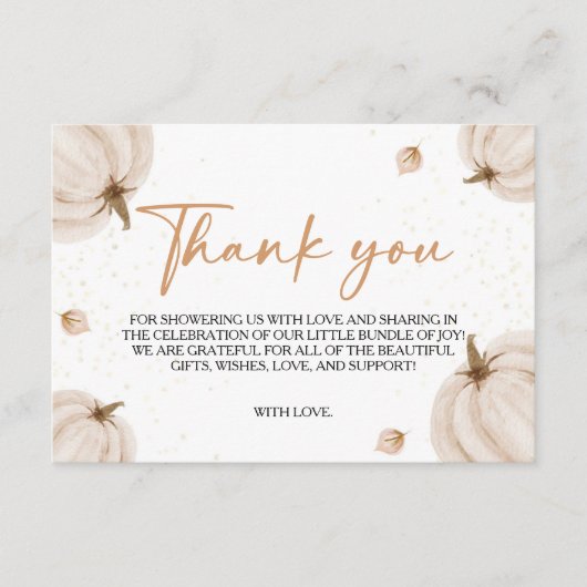 Onze kleine pompoen Baby shower dank u kaart