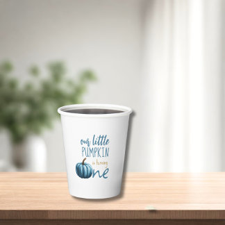 Onze kleine pompoen blauw 1e verjaardag papieren bekers