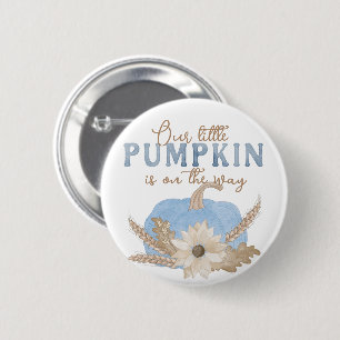 Onze kleine pompoen blauw Baby shower Button
