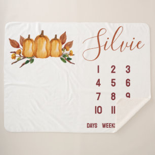 Onze kleine pompoen, bloemige Baby mijlpaal Sherpa Deken