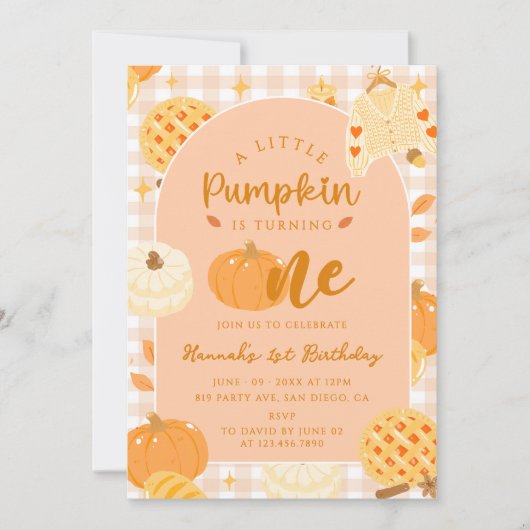 Onze kleine pompoen Boho Sinaasappel 1e verjaardag Kaart (Voorkant)