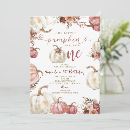 Onze kleine pompoen draait een Marsala pompoen Kaart (Staand voorkant)