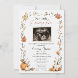 Onze Kleine Pompoen Echoscopie Baby Shower Uitnodi Kaart