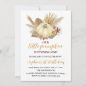 Onze kleine pompoen eerste verjaardag uitnodiging (Voorkant)