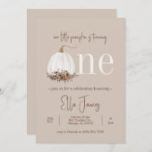 Onze kleine pompoen eerste verjaardag uitnodiging (Voorkant / Achterkant)