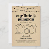 Onze kleine pompoen eerste verjaardagsfeestuitnodi kaart (Voorkant)