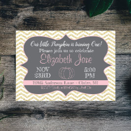 Onze kleine pompoen Gold Glitter Birthday nodigt u Kaart
