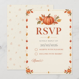 Onze Kleine Pompoen Herfst Eerste Verjaardag RSVP Kaart