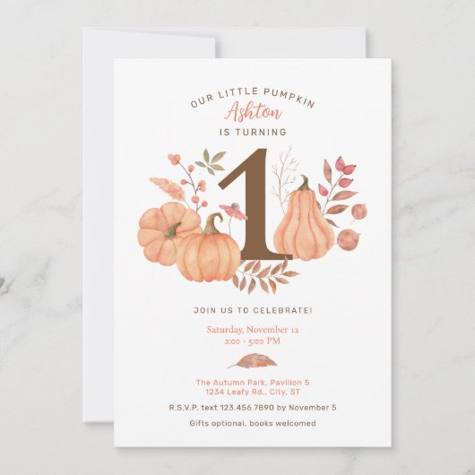 Onze kleine pompoen Herfst eerste verjaardagsuitno Kaart (Voorkant)