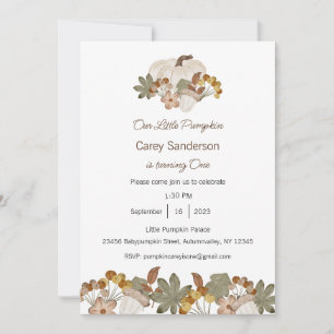 Onze kleine pompoen is één uitnodiging, 1e verjaar kaart