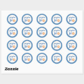 Onze kleine pompoen is twee blauwe plaid 2e verjaa ronde sticker (Vel)