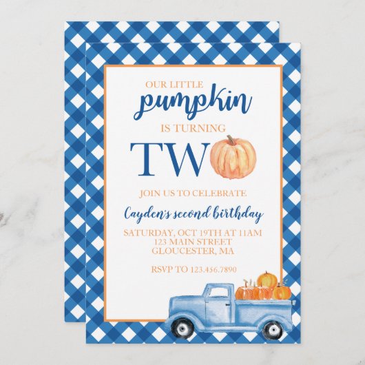 Onze kleine pompoen is twee blauwe vrachtwagen 2e kaart (Voorkant / Achterkant)