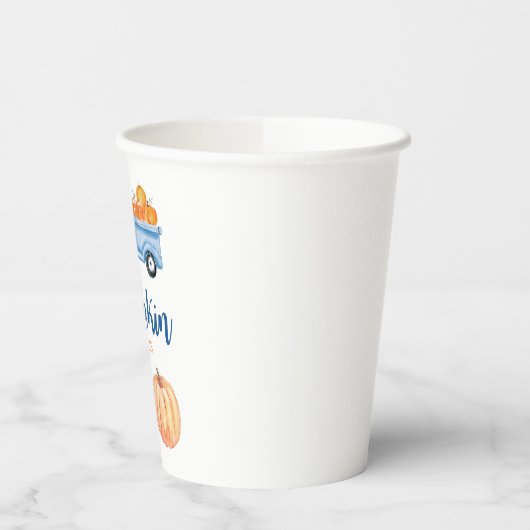 Onze Kleine Pompoen is TWEE blauwe vrachtwagen 2e Papieren Bekers (Links)