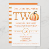 Onze kleine pompoen is twee, Kinderen verjaardagsf Kaart (Voorkant / Achterkant)