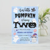 Onze kleine pompoen | Jongen Halloween 2e verjaard Kaart (Staand voorkant)