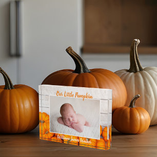 Onze kleine pompoen passen Herfst pasgeboren Baby Fotoblokken