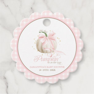 Onze Kleine Pompoen Roze Gingham Persoonlijk Bedankjes Labels